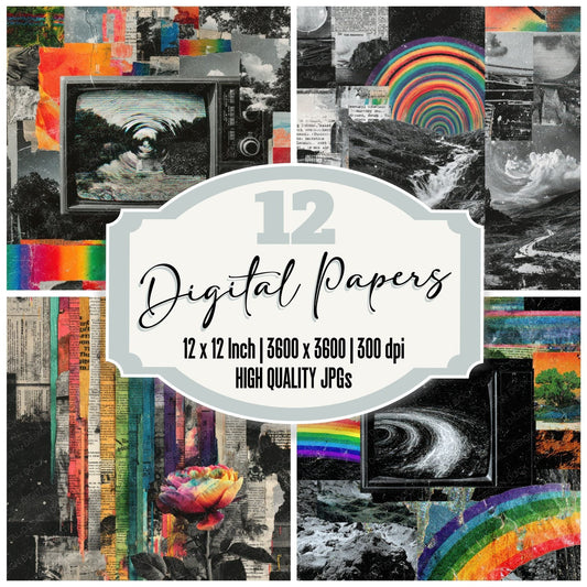 Rainbow Spiral Static Poem Digital Paper Pack (DDD003160)