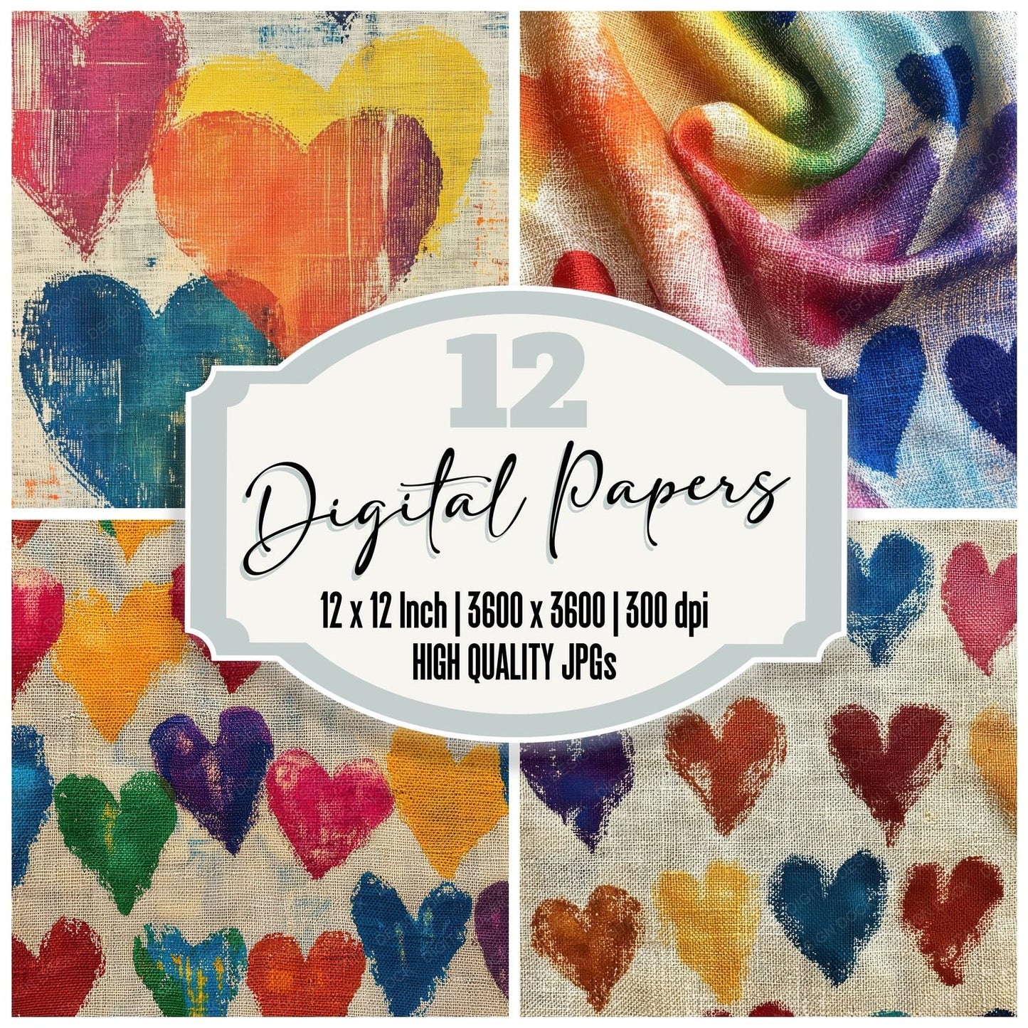Rainbow Textile Love Digital Paper Pack (DDD003162)