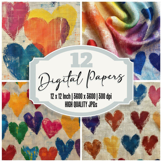 Rainbow Textile Love Digital Paper Pack (DDD003162)