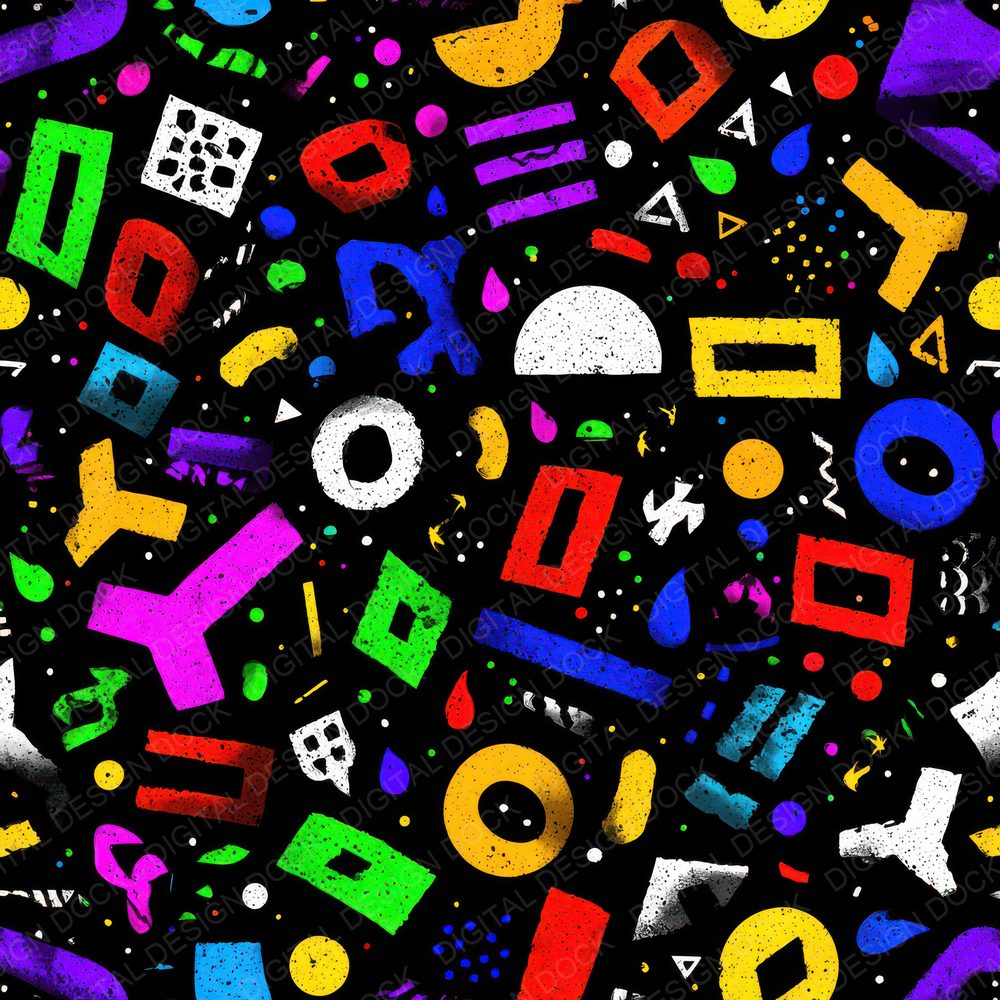 Rave Flyer Red Blue Neon Buzz Digital Paper Pack (DDD003167)