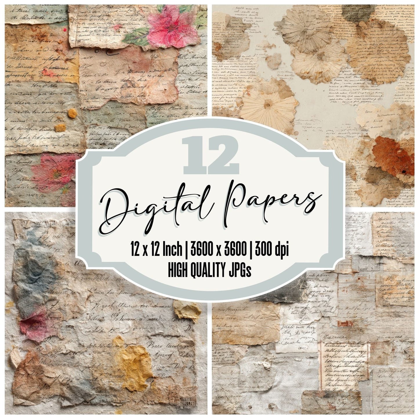 Recipe Note Petal Stitch Digital Paper Pack (DDD003171)