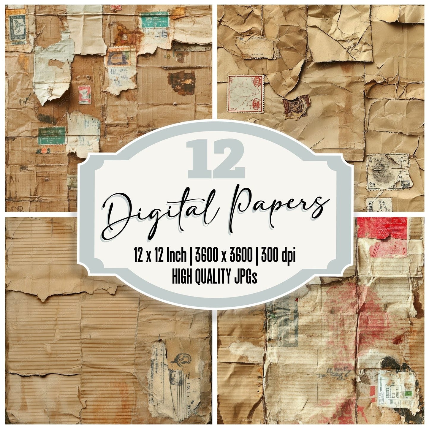 Recycled Paper Card Background Digital Paper Pack (DDD003172)