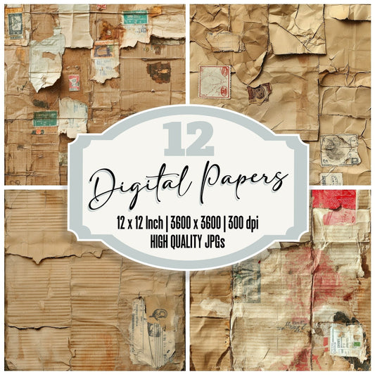 Recycled Paper Card Background Digital Paper Pack (DDD003172)