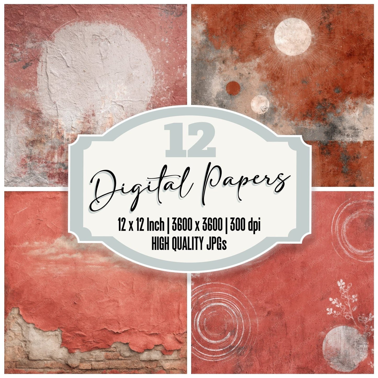 Red Wax Stamp Flicker Overlay Digital Paper Pack (DDD003187)