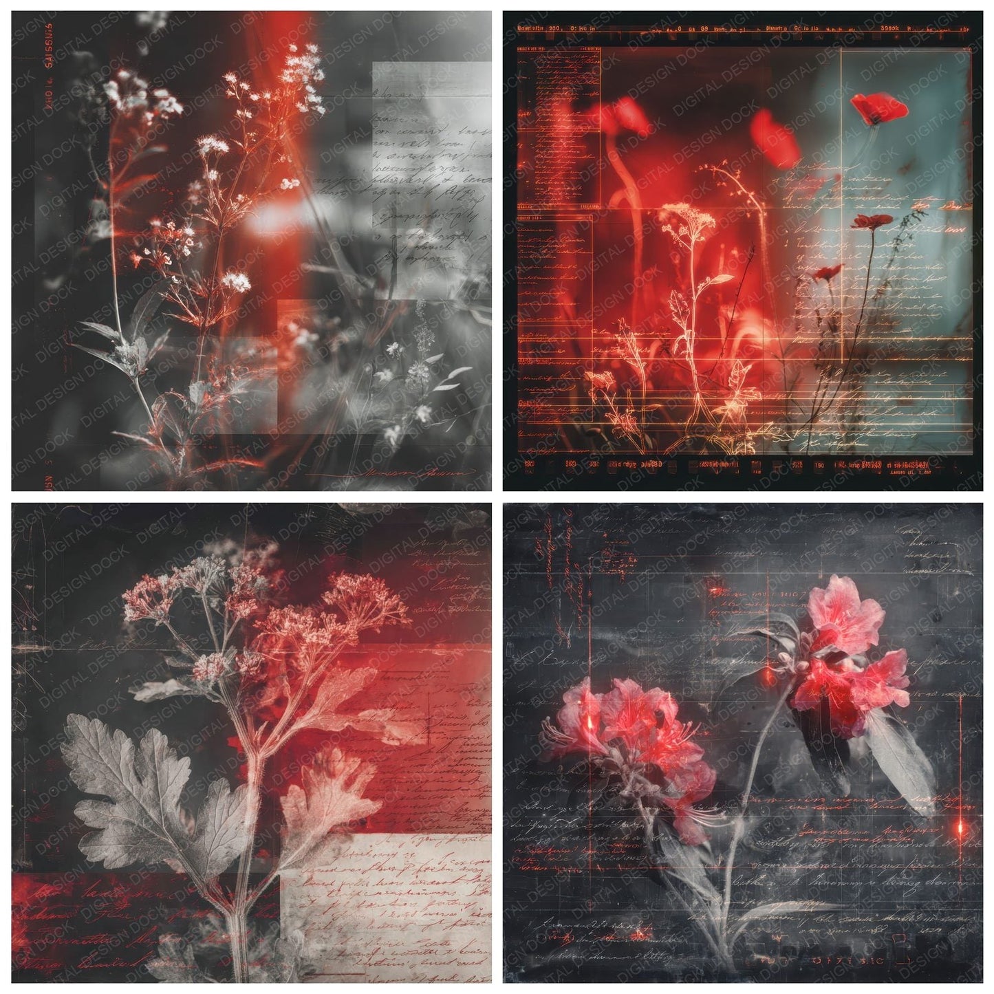 Redlight Leaf Fade Digital Paper Pack (DDD003190)