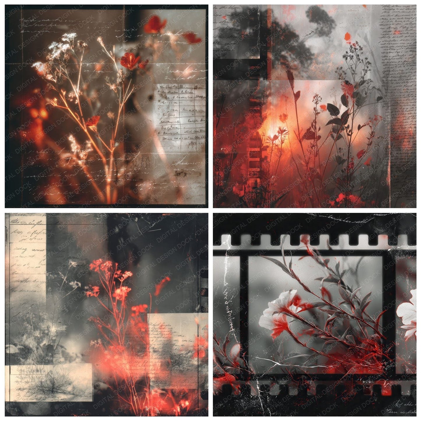 Redlight Leaf Fade Digital Paper Pack (DDD003190)