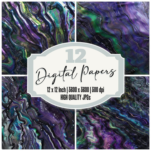 Reflective Iridescent Oil Slick Digital Paper Pack (DDD003192)