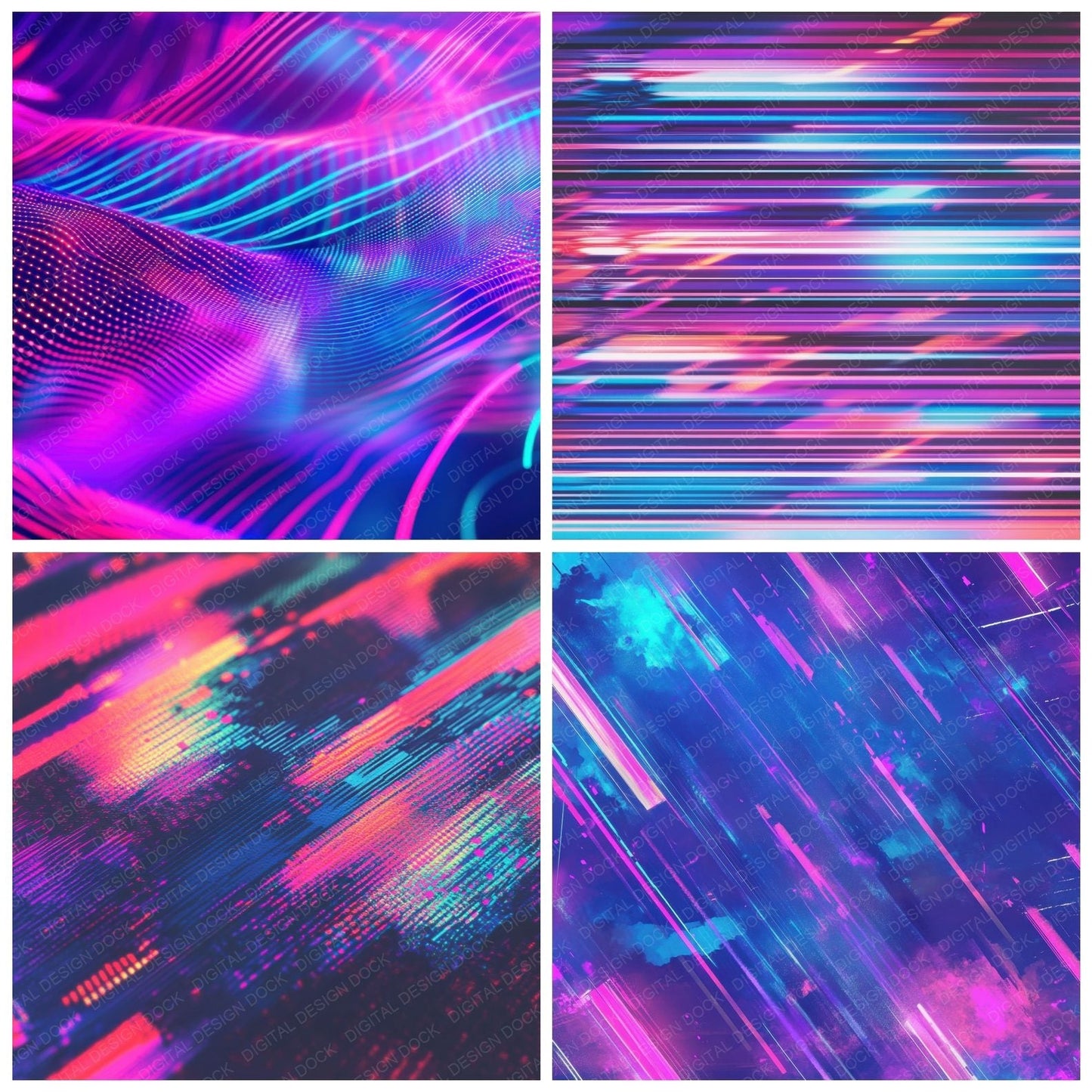 Retro Arcade Neon Background Digital Paper Pack (DDD003200)