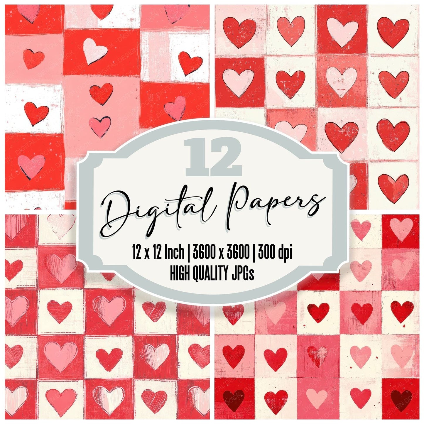 Retro Pop Hearts Digital Paper Pack (DDD003216)