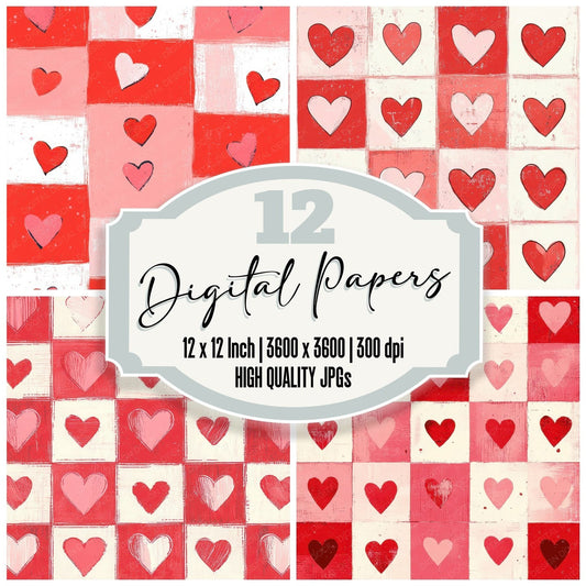 Retro Pop Hearts Digital Paper Pack (DDD003216)