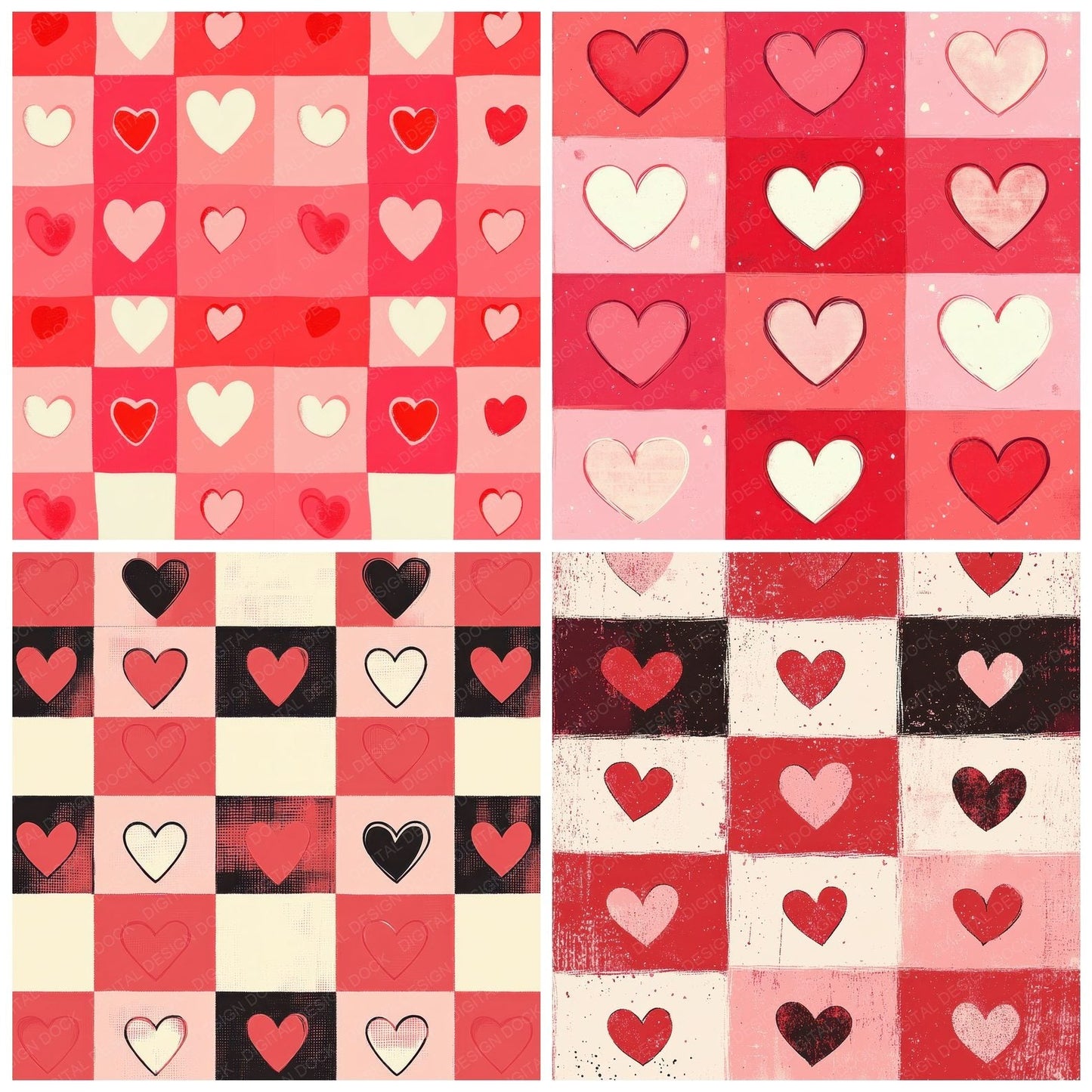 Retro Pop Hearts Digital Paper Pack (DDD003216)