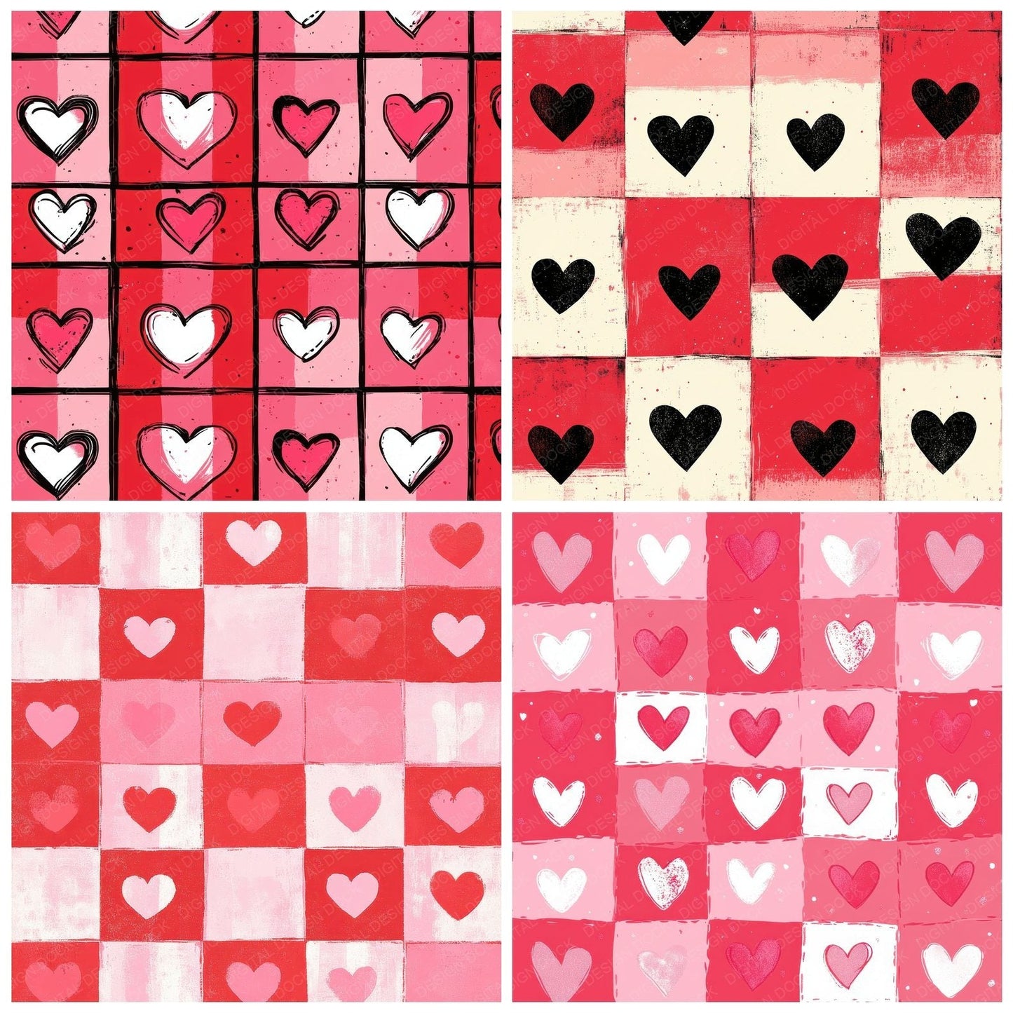 Retro Pop Hearts Digital Paper Pack (DDD003216)