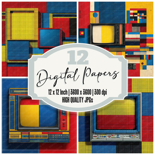 Retro UI Grid Pixel Primary Digital Paper Pack (DDD003222)