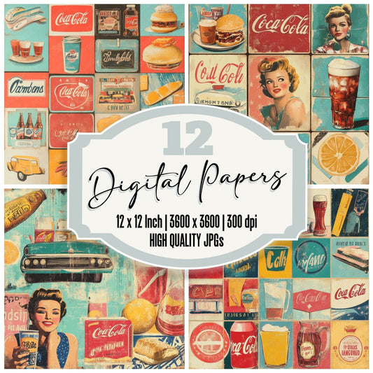 Retro Vintage Ads Digital Paper Pack (DDD003224)