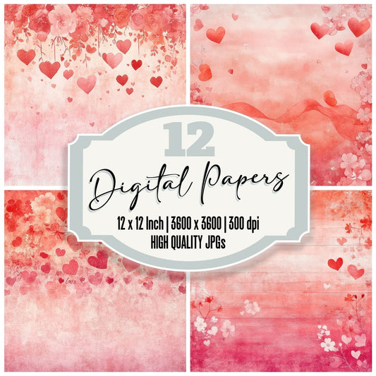 Ribbon Heart Glow Digital Paper Pack (DDD003228)