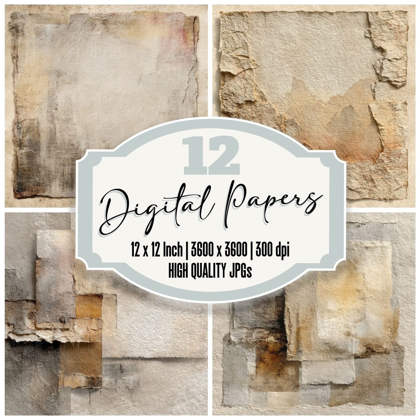 Ricepaper Beige Stain Edge Float Digital Paper Pack (DDD003230)