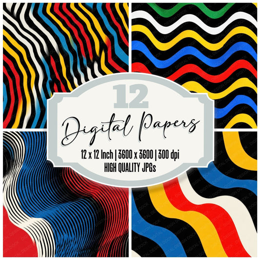 Riley Optical Stripe Rhythm Wave Digital Paper Pack (DDD003233)