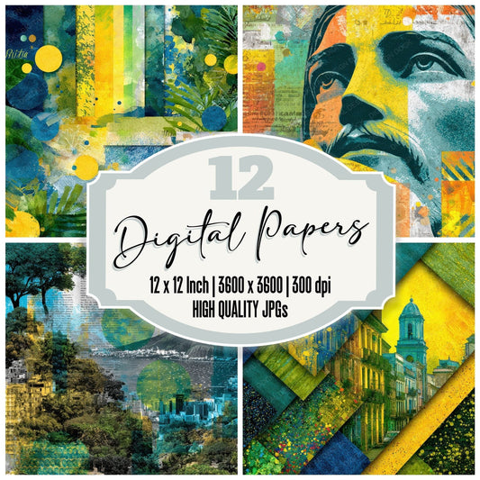 Rio Collage Carnival Pattern Sketch Digital Paper Pack (DDD003237)