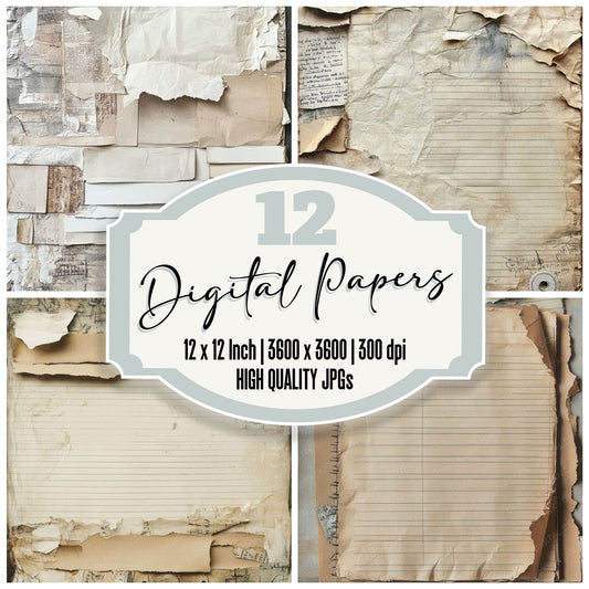 Ripped Notebook Collage Digital Paper Pack (DDD003240)