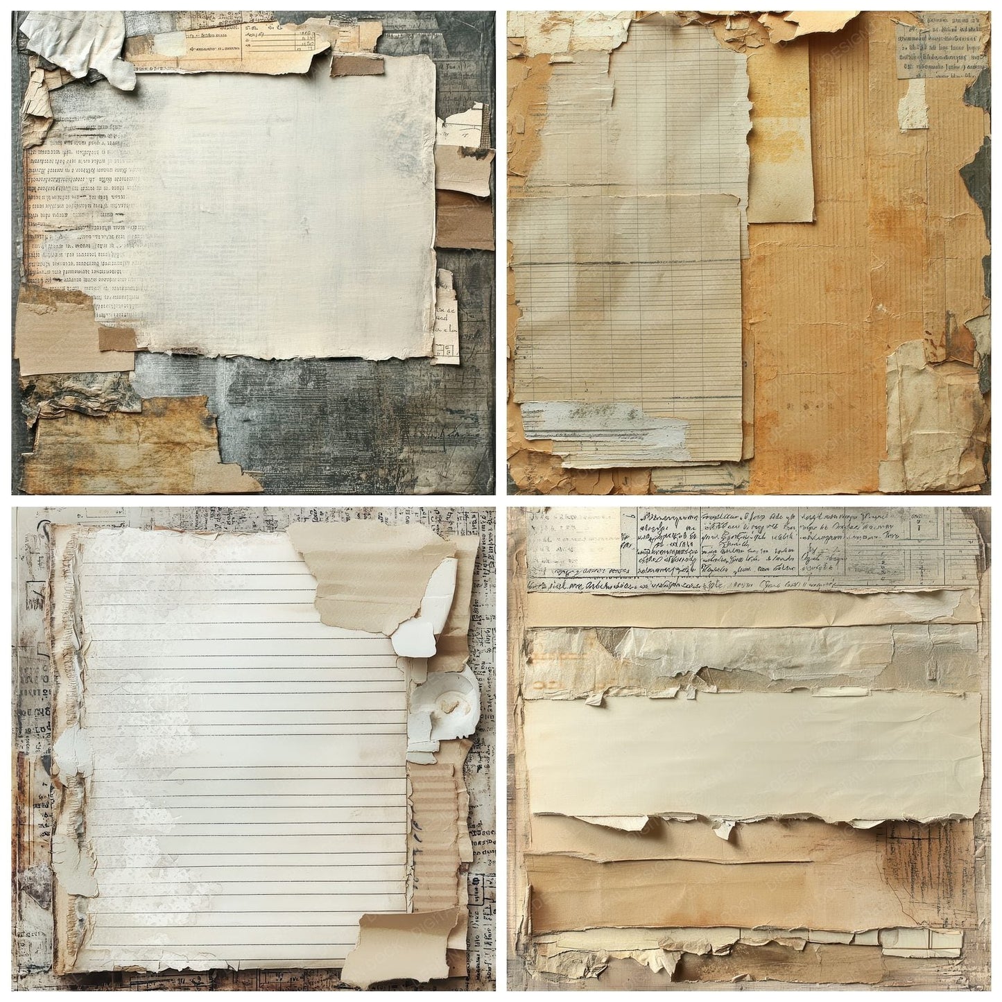 Ripped Notebook Collage Digital Paper Pack (DDD003240)