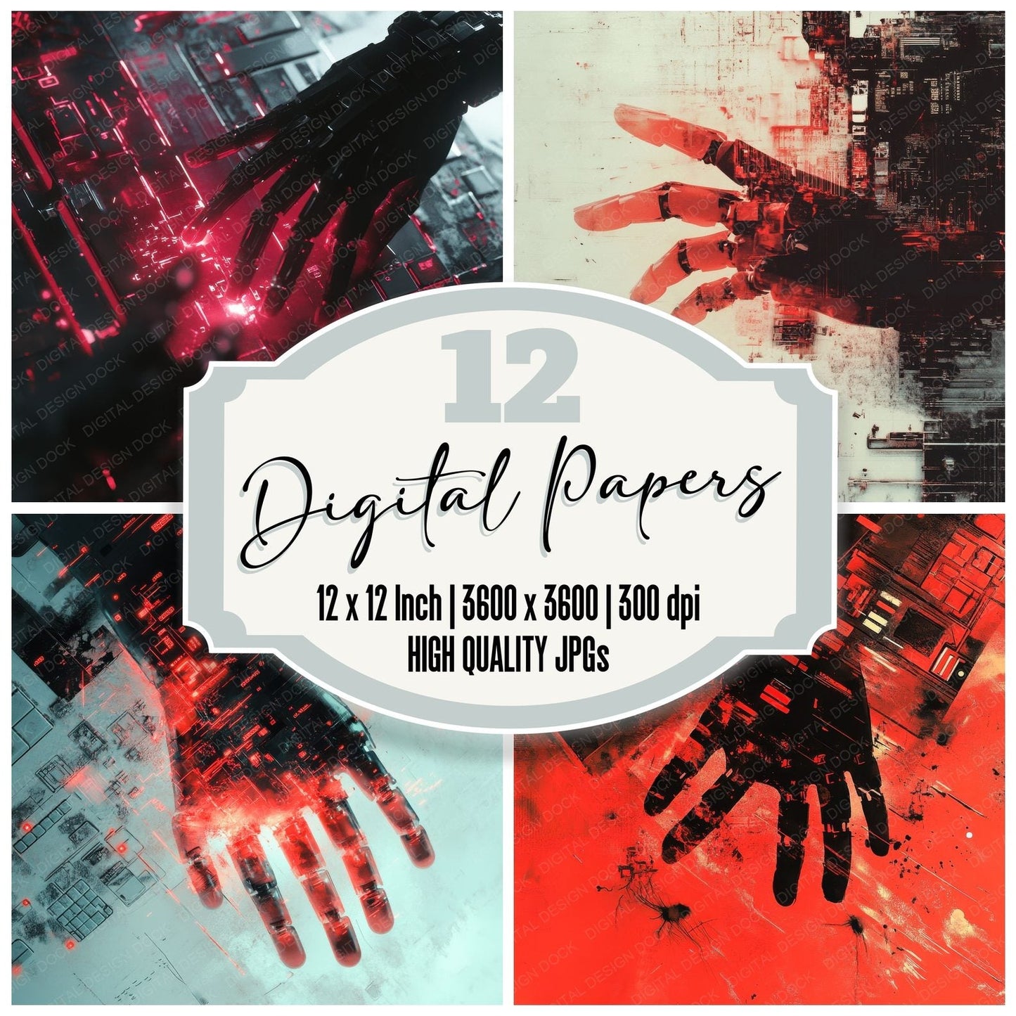 Robot Hand Fracture Digital Paper Pack (DDD003247)