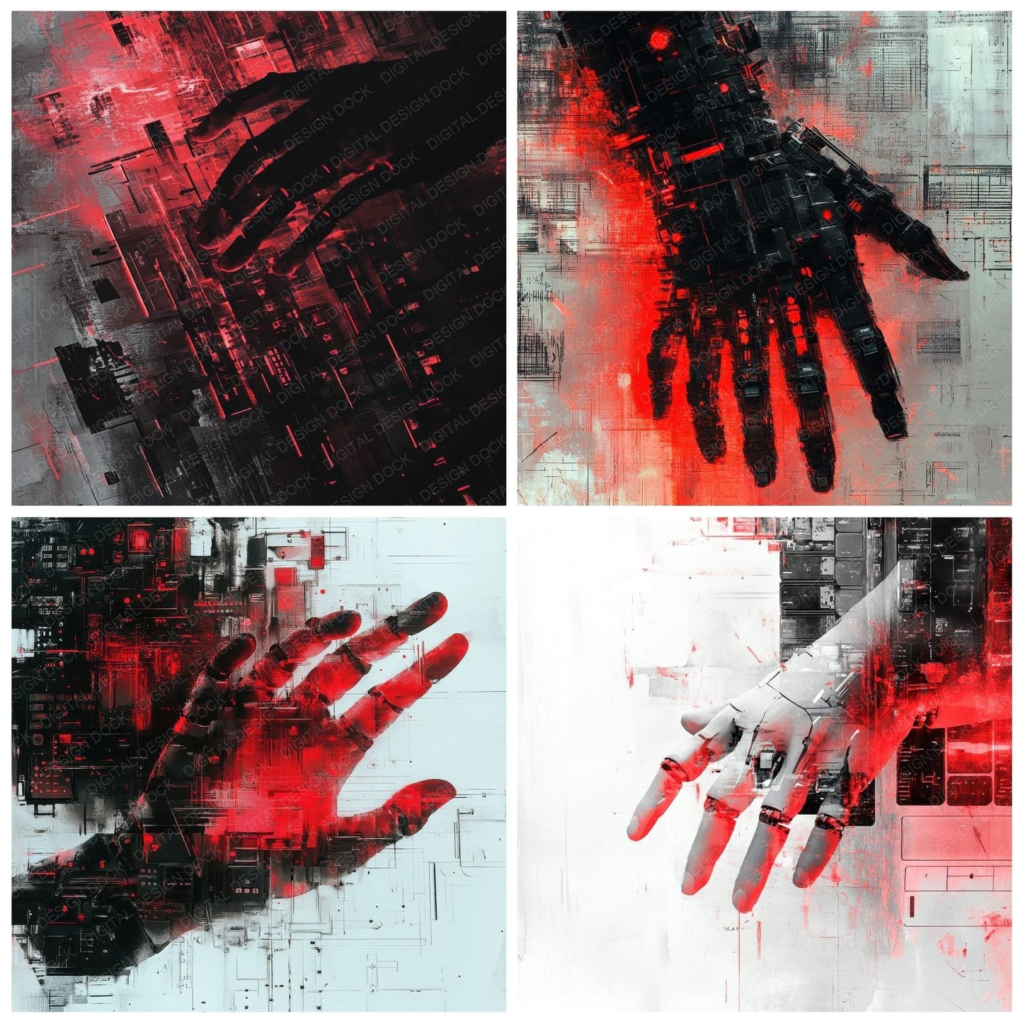 Robot Hand Fracture Digital Paper Pack (DDD003247)