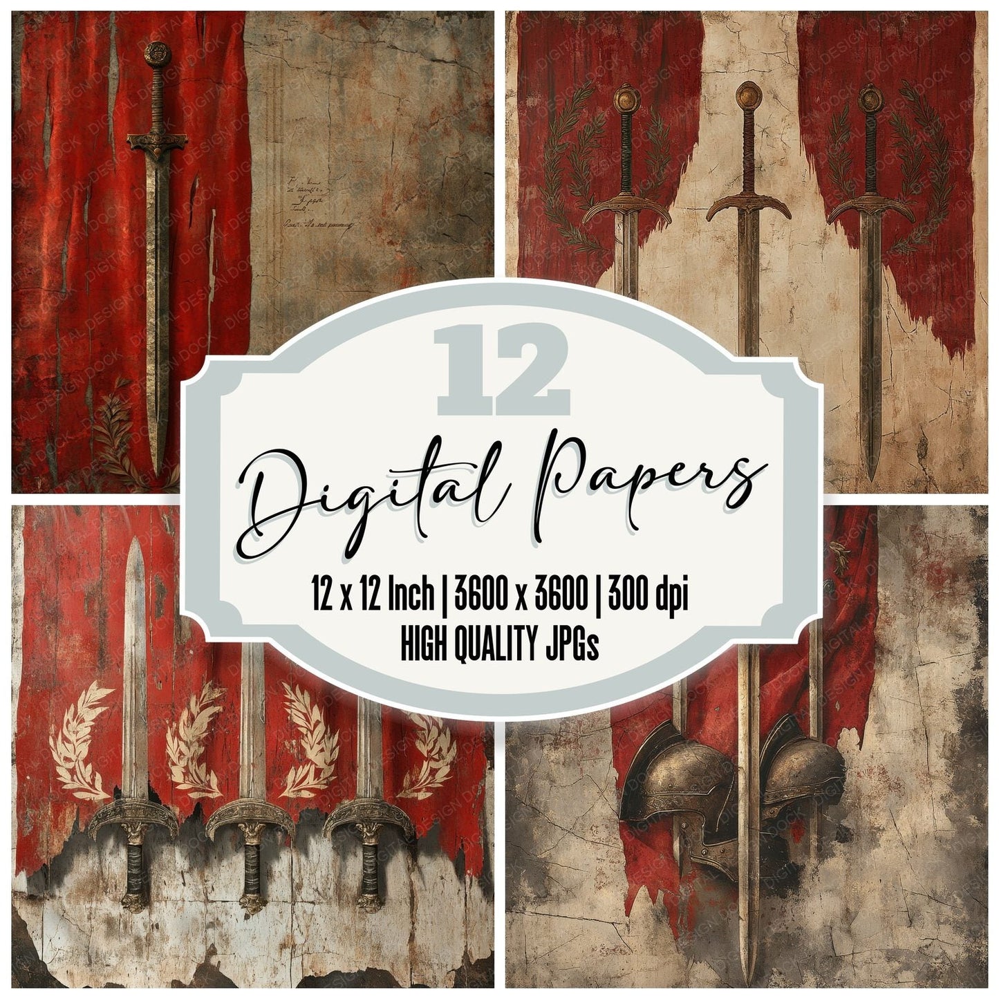 Roman Sword Armor Digital Paper Pack (DDD003251)