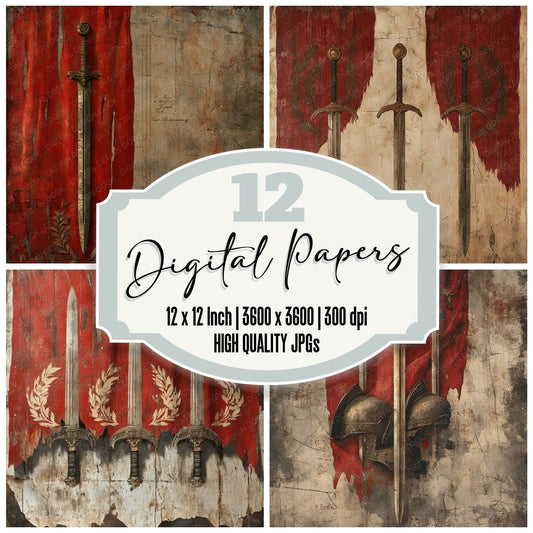 Roman Sword Armor Digital Paper Pack (DDD003251)