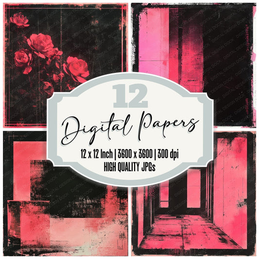 Rose Black Flash Digital Paper Pack (DDD003259)