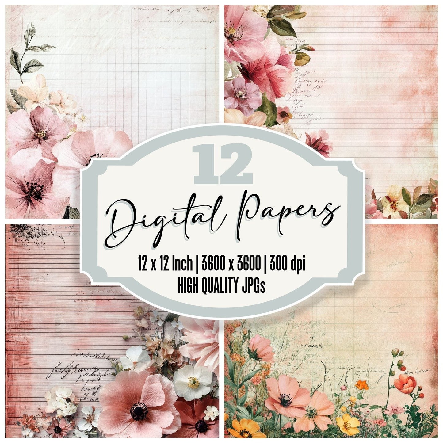 Rose Garden Lined Digital Paper Pack (DDD003264)