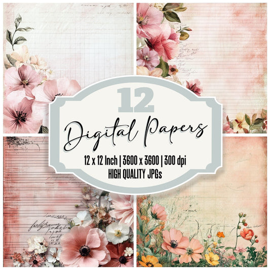 Rose Garden Lined Digital Paper Pack (DDD003264)