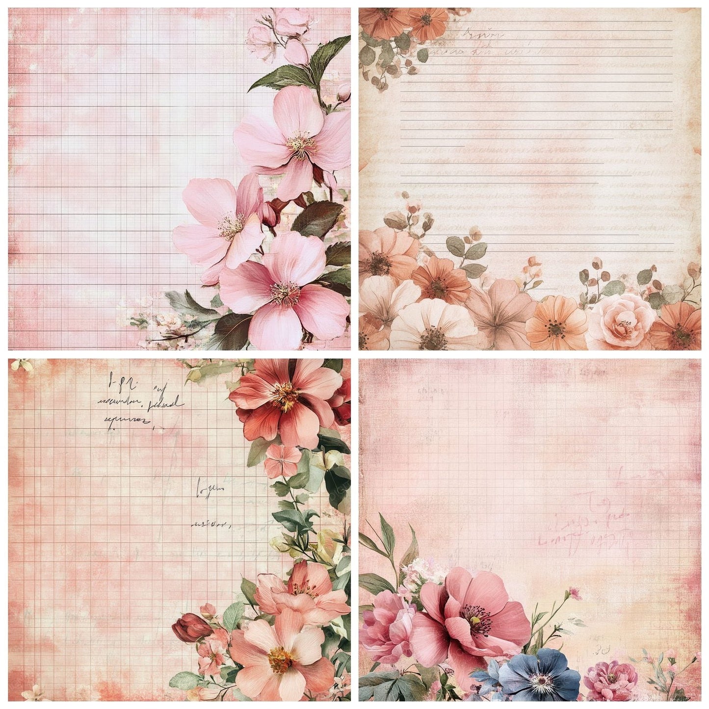 Rose Garden Lined Digital Paper Pack (DDD003264)