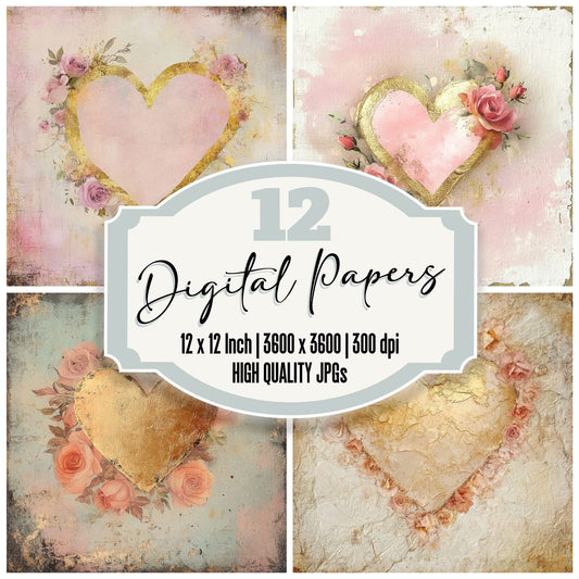 Rose Gold Heart Digital Paper Pack (DDD003265)
