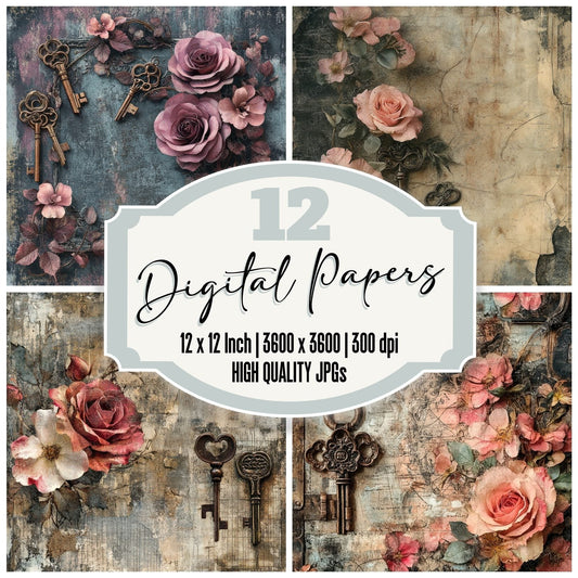 Rose Key Rust Digital Paper Pack (DDD003269)