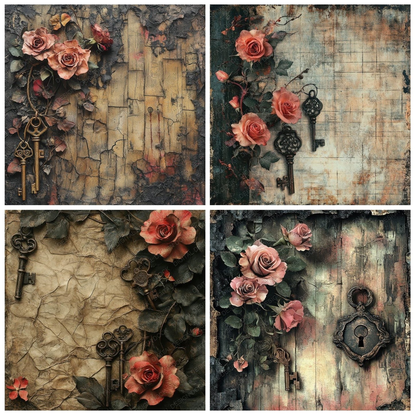 Rose Key Rust Digital Paper Pack (DDD003269)