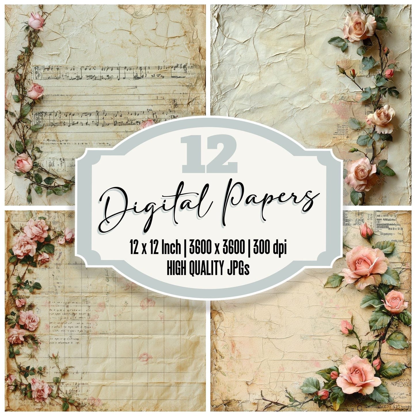Rose Opera Ticket Strip Digital Paper Pack (DDD003273)