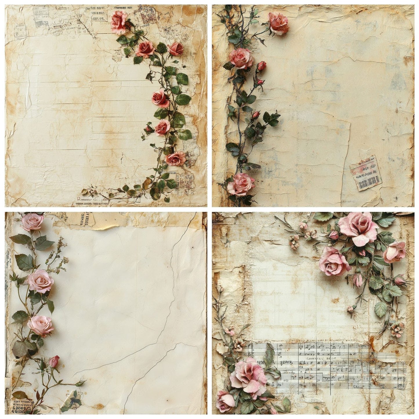 Rose Opera Ticket Strip Digital Paper Pack (DDD003273)