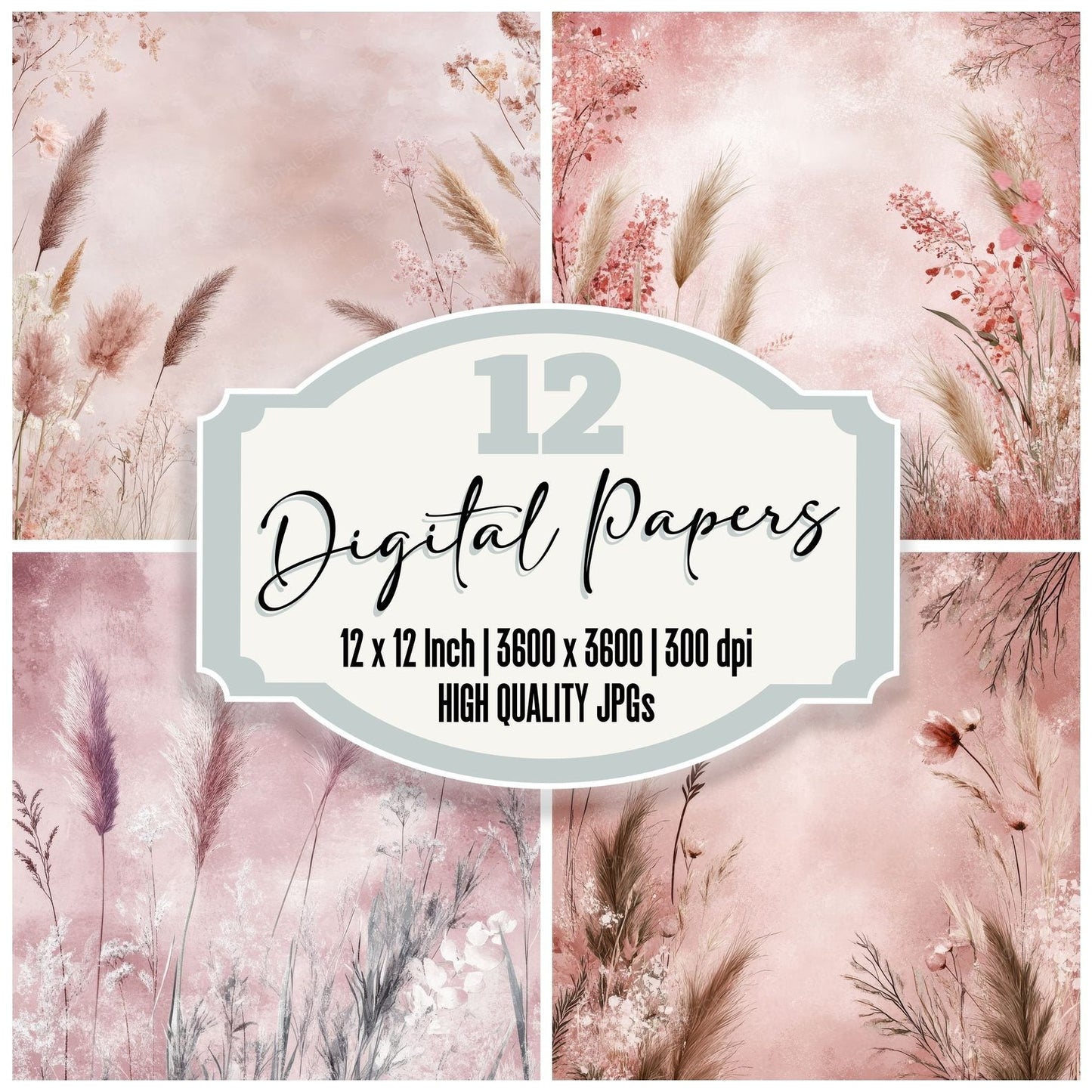 Rose Pampas Arch Digital Paper Pack (DDD003274)
