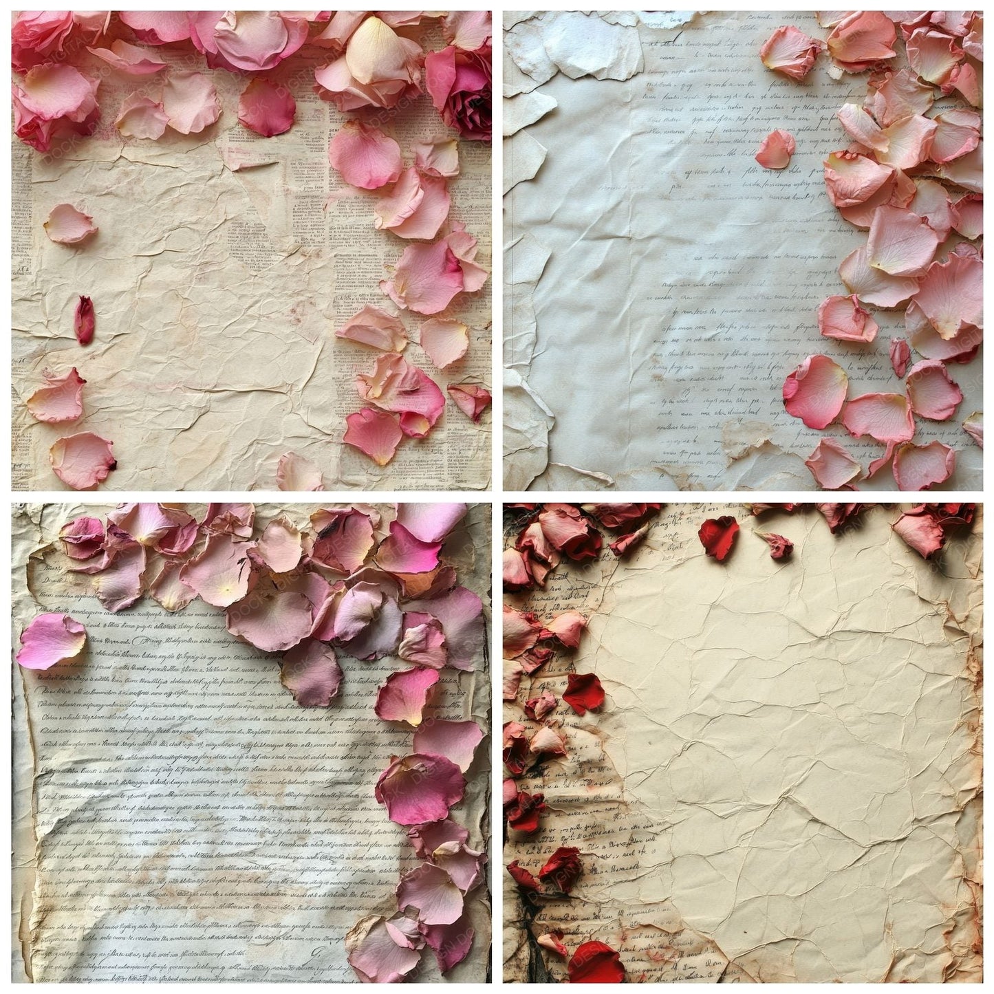 Rose Poem Edge Frame Digital Paper Pack (DDD003278)