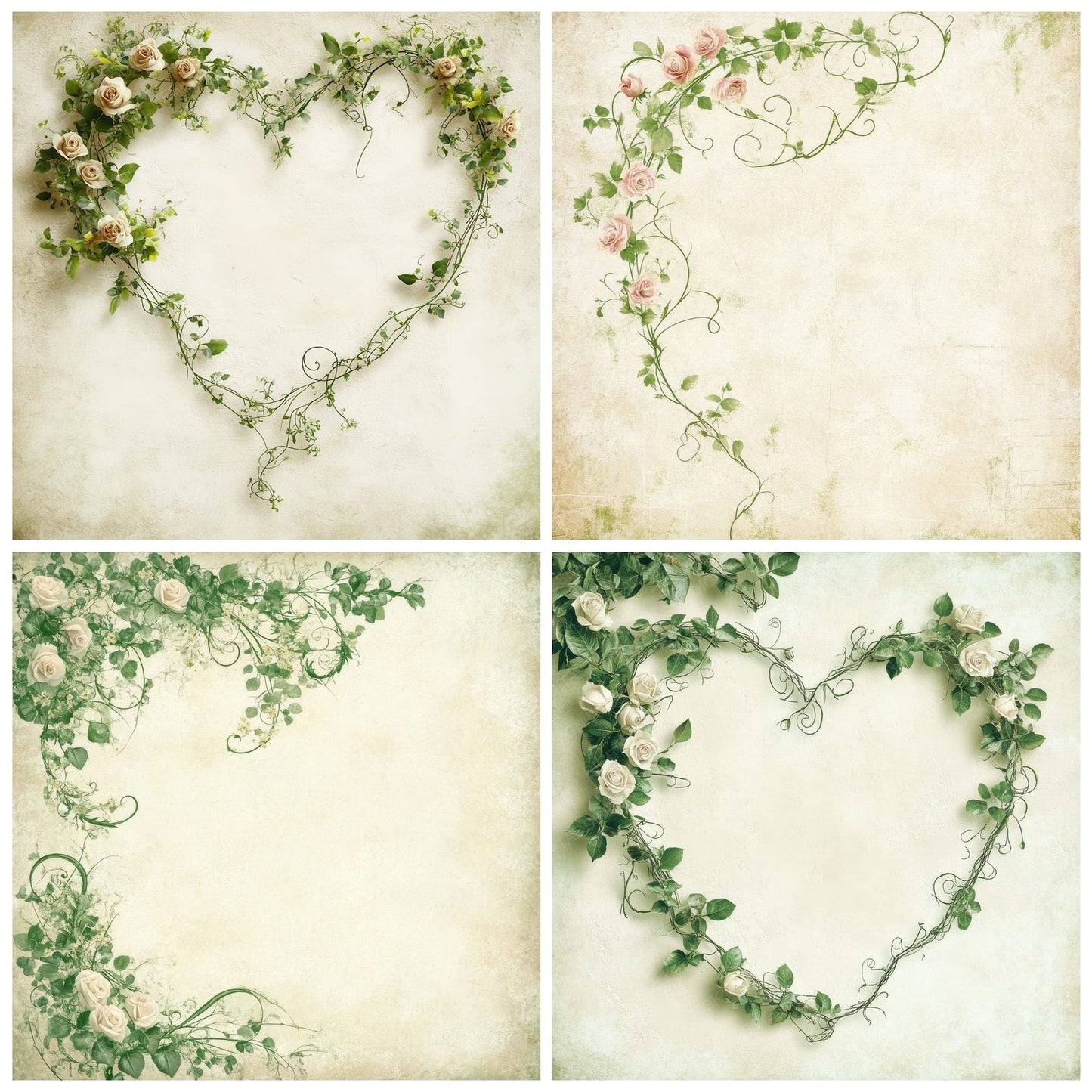 Rose Vine Heart Digital Paper Pack (DDD003284)