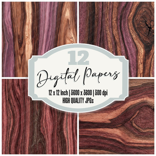 Rosewood Violet Brown Grain Digital Paper Pack (DDD003287)