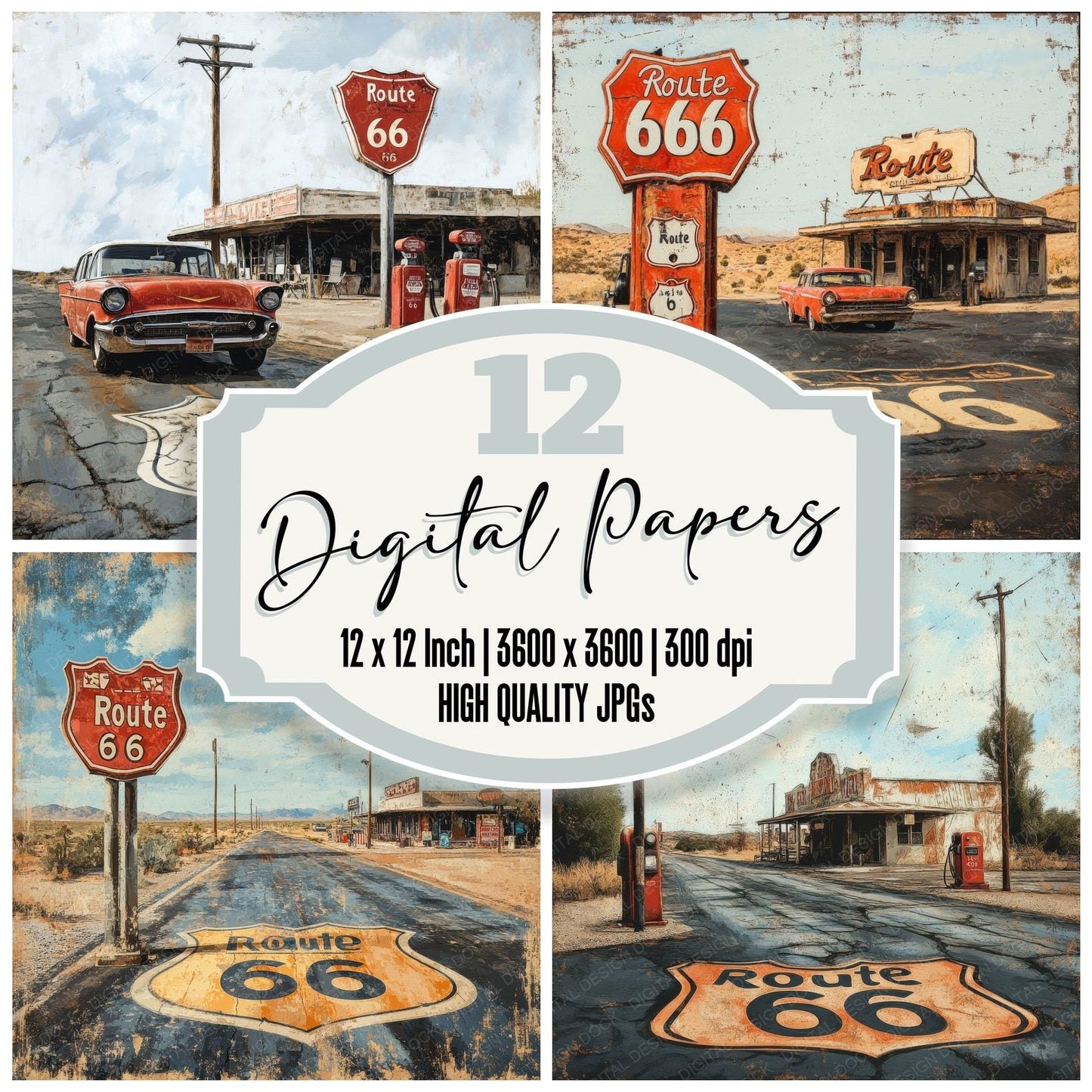 Route 66 Diner Digital Paper Pack (DDD003293)