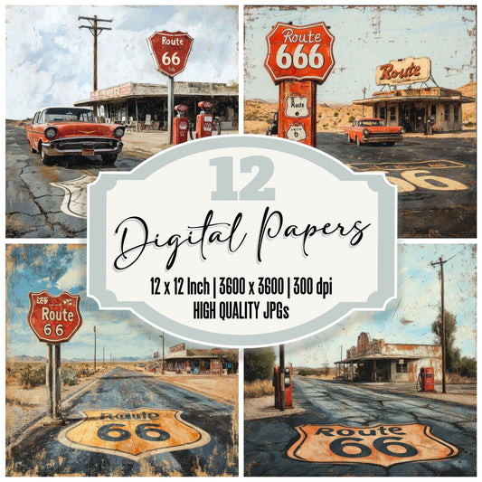 Route 66 Diner Digital Paper Pack (DDD003293)