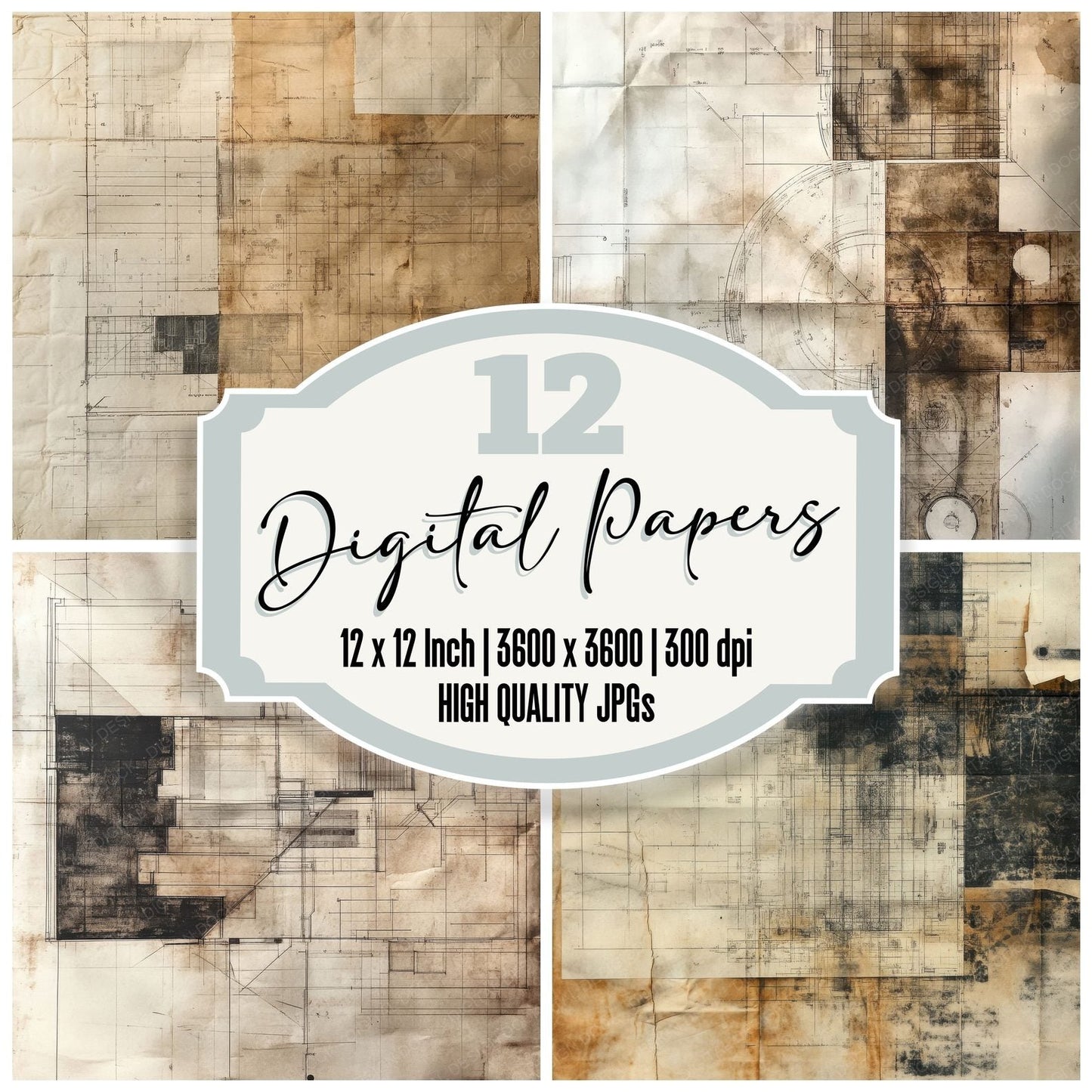 Ruined Draft Detail Digital Paper Pack (DDD003297)