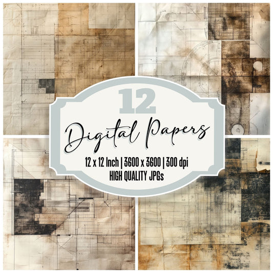 Ruined Draft Detail Digital Paper Pack (DDD003297)