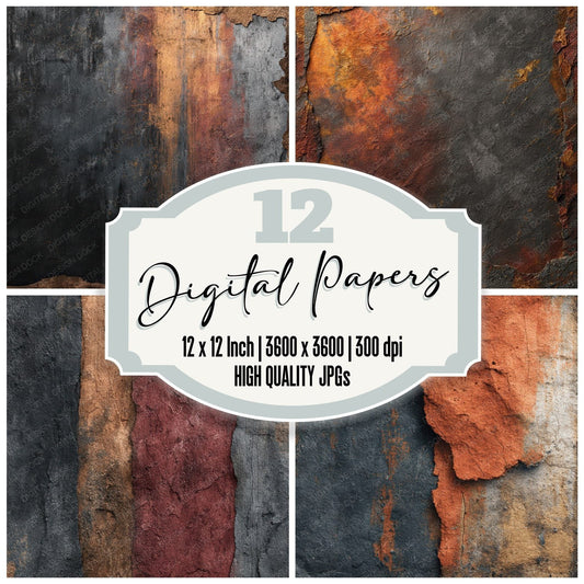 Rust Coal Scratch Plaster Digital Paper Pack (DDD003305)