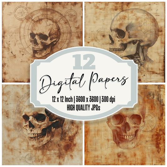 Rust Diagram Skull Digital Paper Pack (DDD003306)