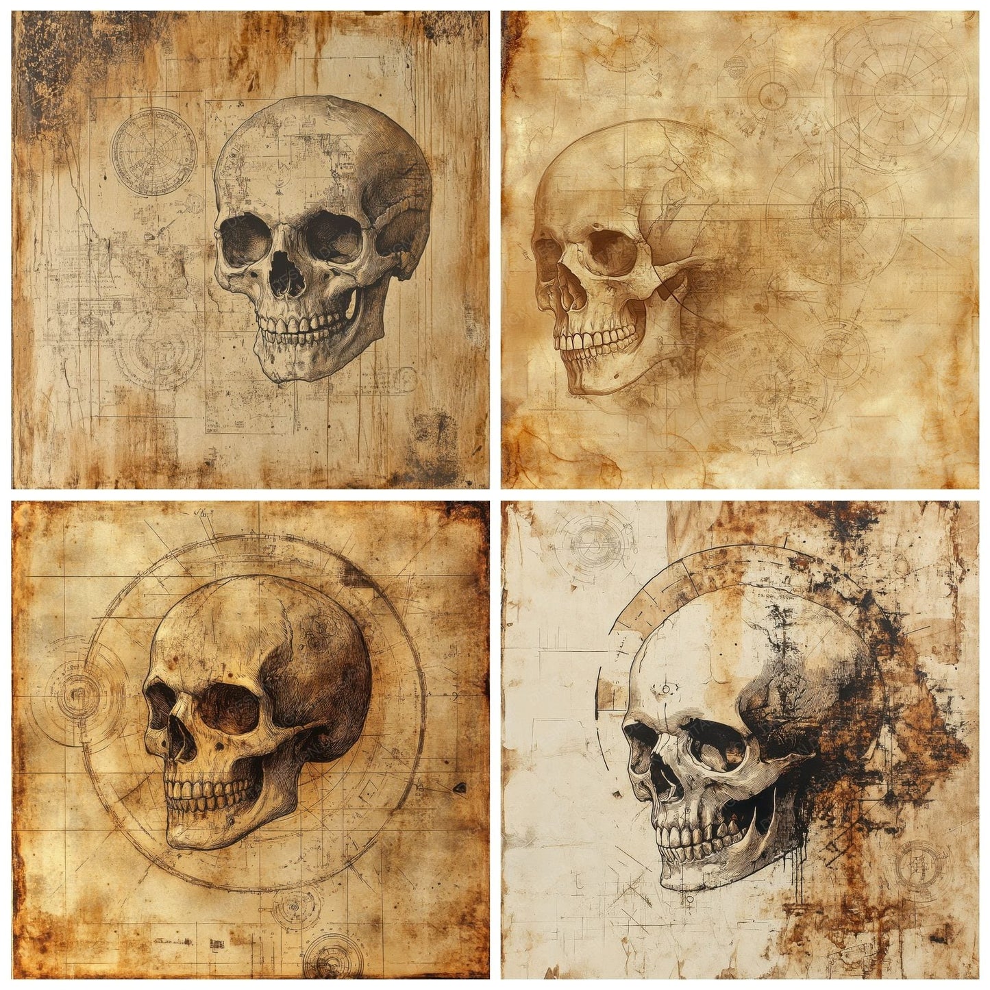 Rust Diagram Skull Digital Paper Pack (DDD003306)