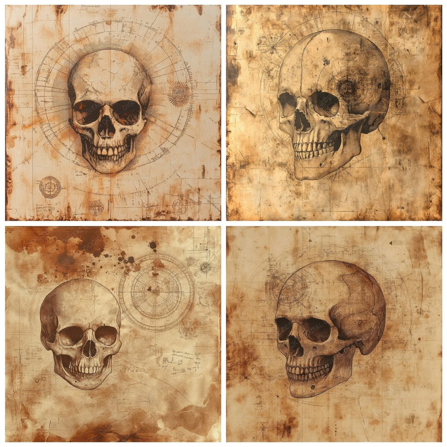 Rust Diagram Skull Digital Paper Pack (DDD003306)