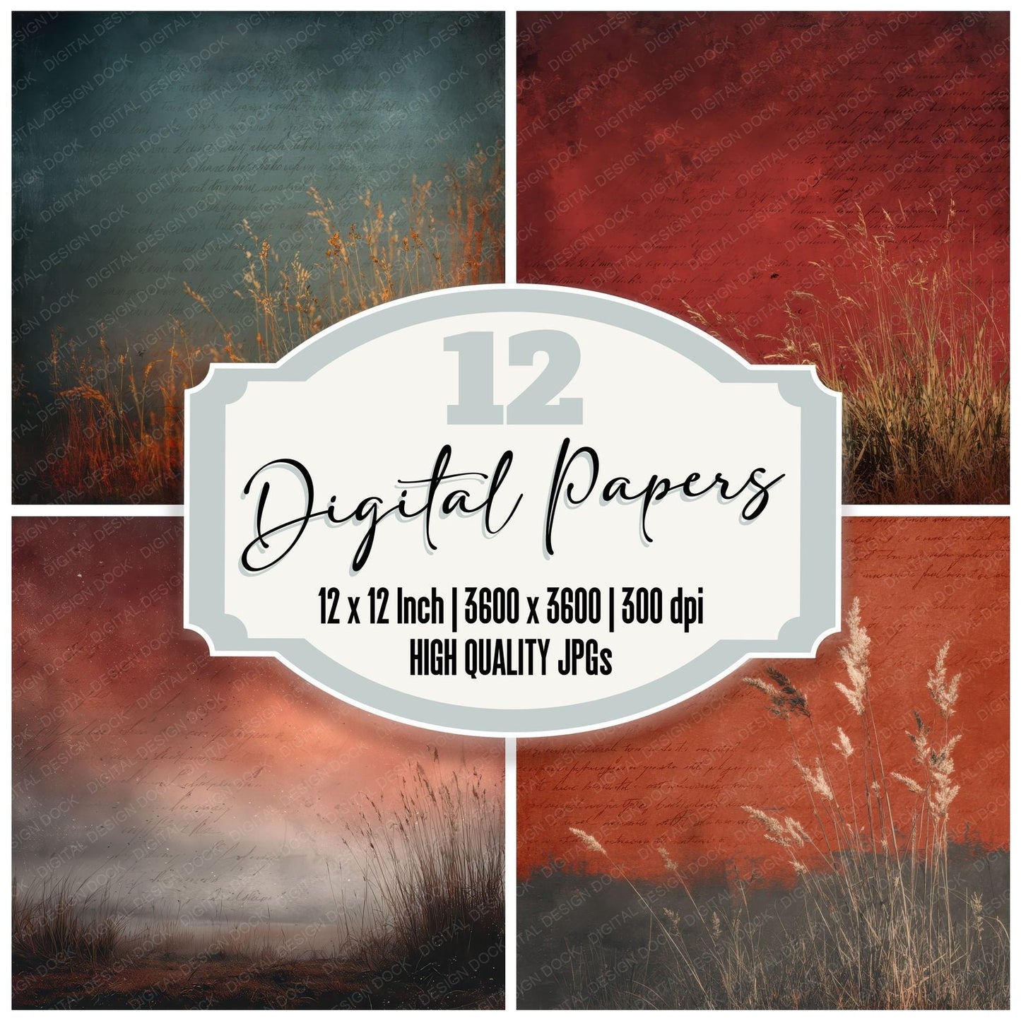 Rust Grass Overlay Digital Paper Pack (DDD003308)